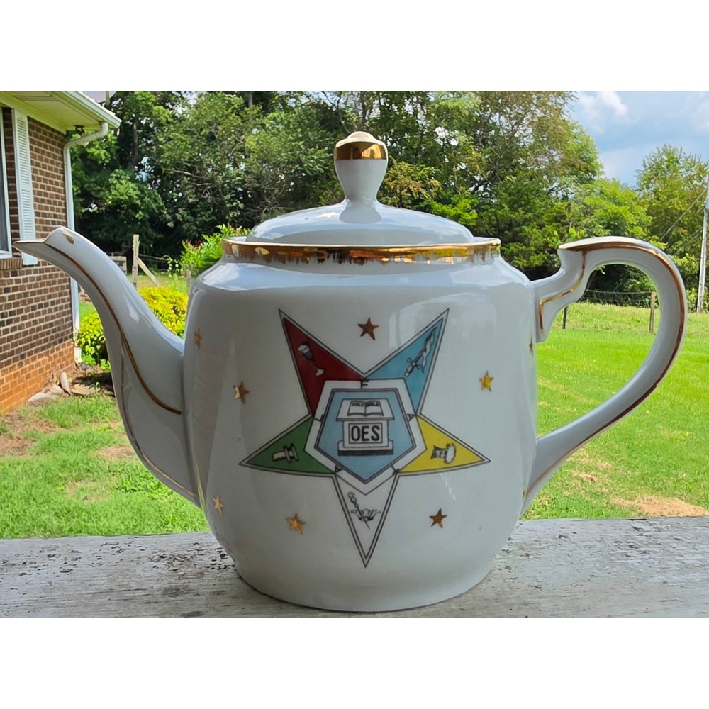 VTG Lefton China Order of the Eastern Star OES Teapot Japan Masonic # 2725